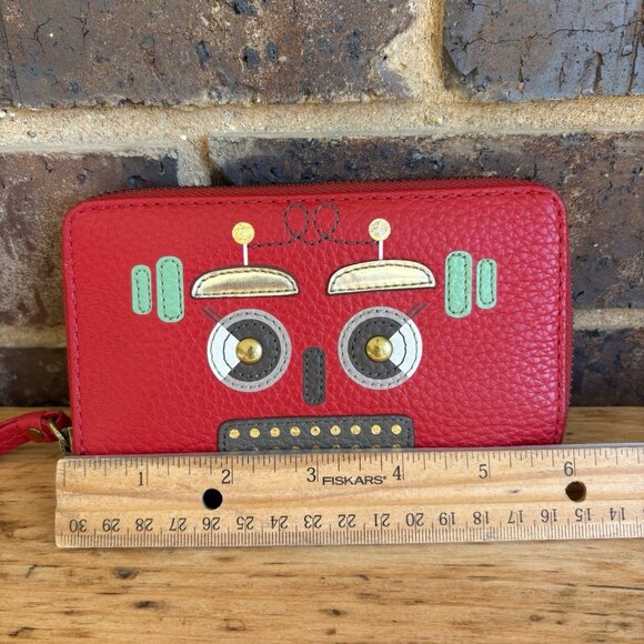 Fossil Robot Wallet Zip Around Red Cardholder - Picture 9 of 11